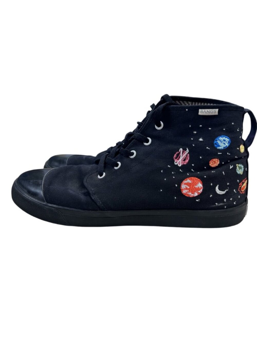 BANGS Universe Planet High Top Sneaker US Men 11 Canvas Black Embroidered - Picture 3 of 8
